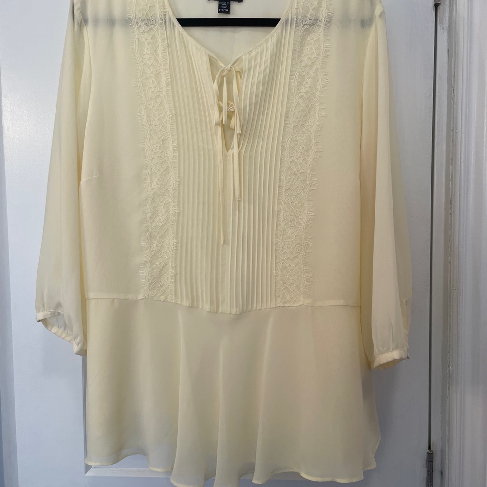 Buttery Yellow Chiffon Blouse with Lace Details